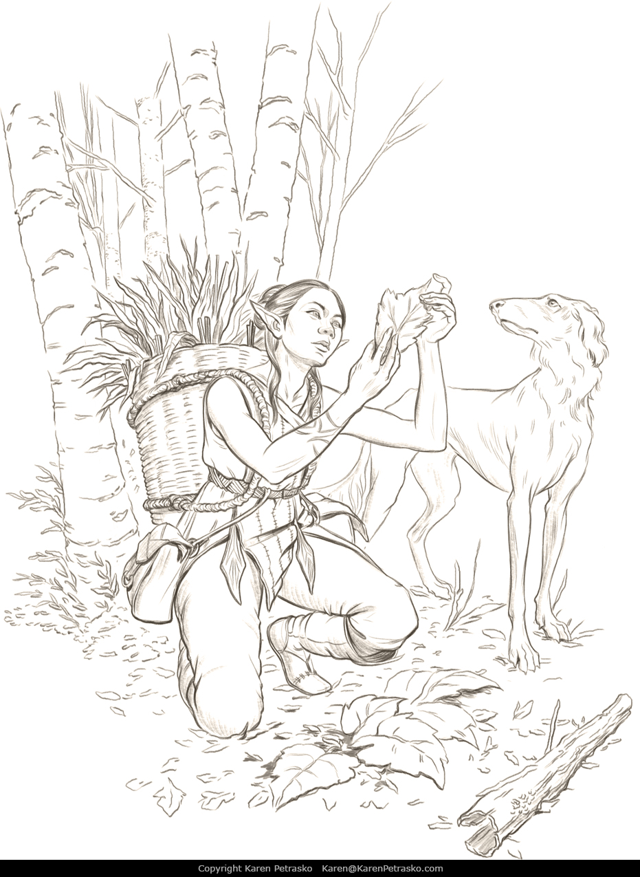 Elf herbalist D&D art for The Ultimate Guide to Alchemy by Nord Games